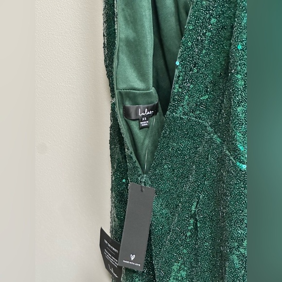 NEW Lulus Hilaria Emerald Green Sequin Bodycon Mini Dress Women’s XS Glitz Glam - Picture 12 of 13